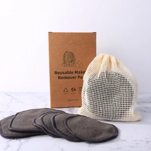 Rounds Square 8cm Washable Reusable Velour Charcoal Cotton Bamboo Makeup Remover Pads