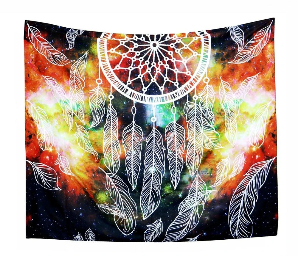 RTS Dreamcatcher Boho Printed Wall Hanging Colorful Feathers Art Carpet Mandala Tapestry