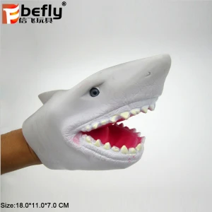 Sea animal toy shark plastic hand puppet for adult