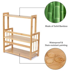 Seasoning Bottle 3-Tier Countertop Wooden Kitchen Storage Shelf Bamboo Spice Standing Rack