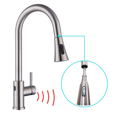 sensor kitchen faucet automatic sink faucet pull out stainless steel faucet