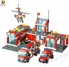 Shantou high quality kids diy toys Fire station Fire fighter vehicle aircraft/ladder truck appliance block for set toys  PA06020