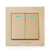 SHARE champagne gold panel push button 2 gang 1 way switch 250V 16A