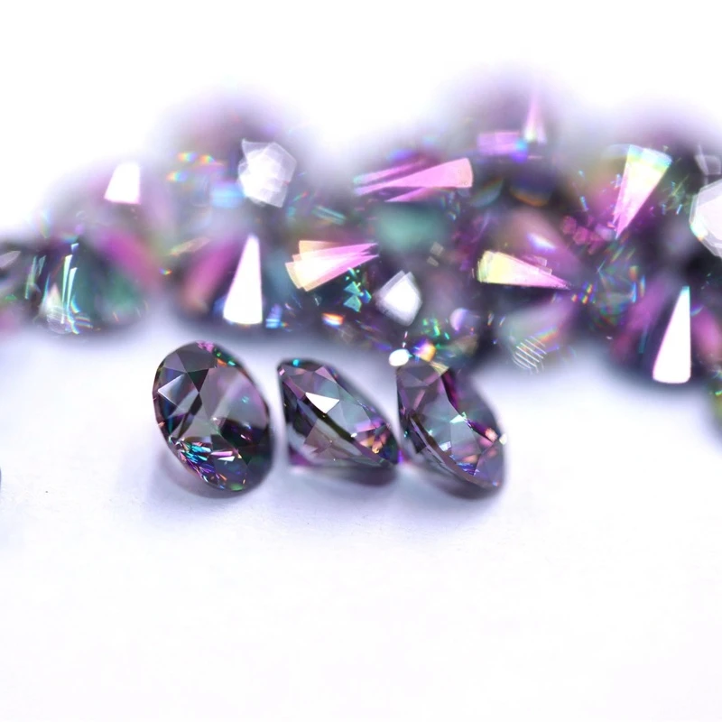 Shine amethyst mystic rainbow topaz round cubic zirconia gemstones