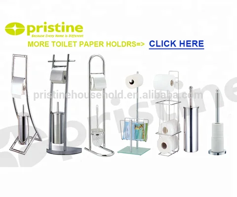 shopee OEM eBay wholesale Taiwan household storage Furniture Manufacturer Bathroom metal Standing Toilet Brush Holder Set