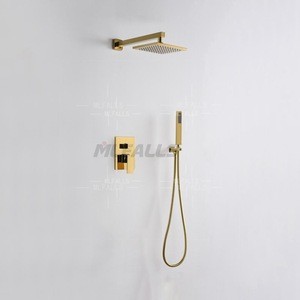 Shower Faucets ABS plastic /Stainless steel /Brass  Rain Shower Head Bathroom Diverter Mixer Valve Shower System Wall Mount Gold