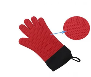 Silicone Kitchen Rubber Oven Mitts with Handle Dotted High Temperature Slip-resistant Cotton Silicone Microwave Oven Mitten