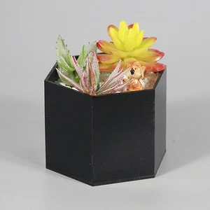 small black cheap tabletop acrylic hexagon flower/planter vase box factory wholesale