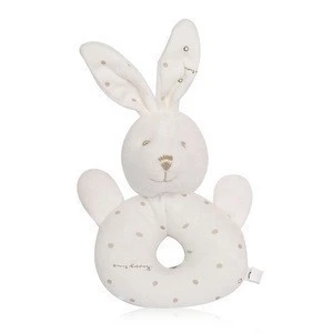 soft rabbit plush rattle 16cm Organic cotton baby bunny hand bell rattle education toys