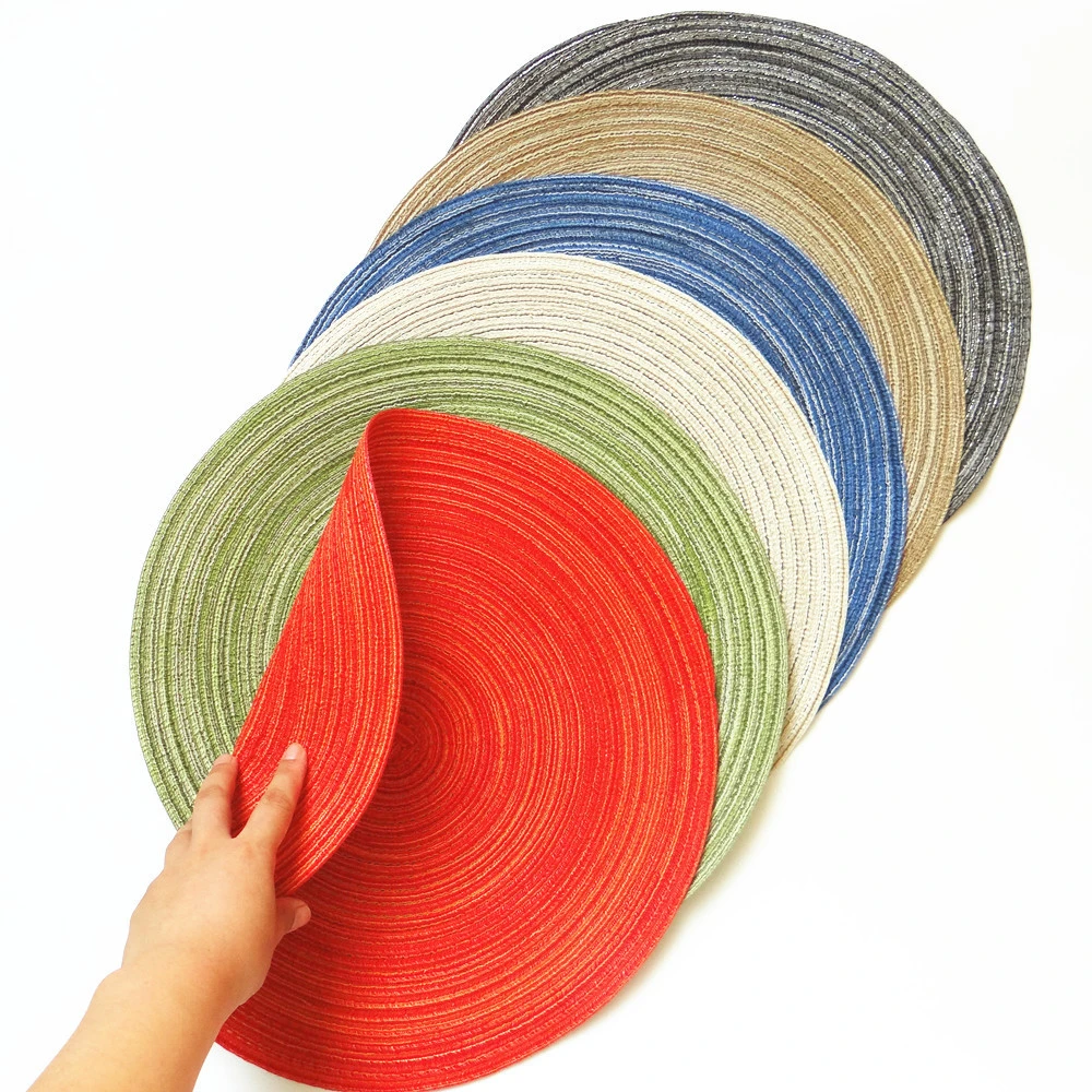Solid Color Round Woven Placemats Decoration Mats Dining Table Mat Kitchen Braided Table Mats