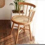 Solid wood dining chair single back Vintage rattan weave Windsor chair dining table chair combination living room bedroom rattan