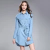 Spring female long sleeve jeans shirt for women denim blouse and simple ladies shirt dresses