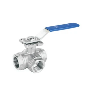 Stainless Steel 1/2"- 4" 3 Way T Type Internal Thread Manual Operated Mounting Pad Flanged Welding Ball Valves