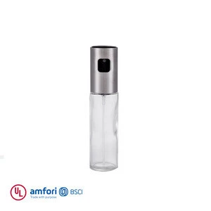 Stainless Steel Refillable Cooking Glass Bottle Glass Dispenser Sprayer Olive Oil Bottle Pumps Vinegar Dispenser Bottle Spray