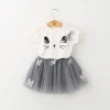Summer baby girls dress cartoon cat t shirt+Mesh Skirt Girls Dresses sets