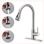 SUS304 stainless steel single stand mixer sink tap faucets black kitchen faucet with pull down sprayer
