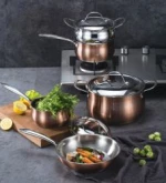 SY-kitchenware Cookware Set 7 pcs Food Grade Kitchen Induction Sauce Pan With Double Handle