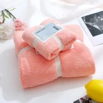 TCZ99507 Best Selling Solid Color Coral Velvet Strong Water Absorbent 2 pcs Bath Towels Set