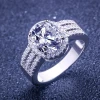 TL-024 Tonglin Customized Fashion Women Jewelry Wedding Micro Insert Gemstone 925 Sterling Silver Ring
