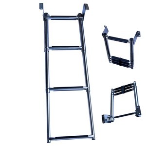 Top quality  boat accessories and parts 3+1 step telescoping transom mount ladder  for yacht/sail/ship