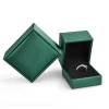 Top Quality Round Green PU Leather Luxury Jewelry Packaging Box Inside Velvet Accept Custom Logo