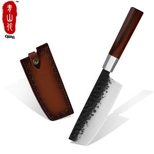 Traditional Japanese kitchen knife small cleaver chopping knife 7 inch Nakiri knife with leather sheath