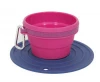 Traveling folding silicone pet food bowl,pet feeder with mat