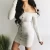 Import Trendy Women dress Long Sleeve solid Button Off Shoulder Evening casual Party cotton Bodycon Mini Dresses one pieces from China