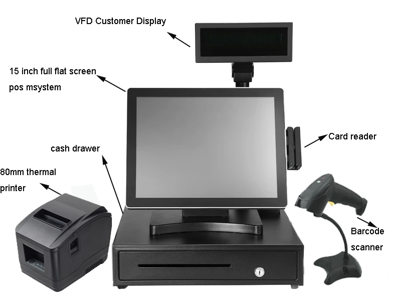 True flat simple waterproof high quality manufacturer price all in one pos system