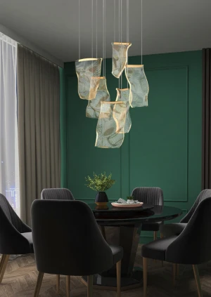 unique modern concise hotel stair dining room led acrylic paper pendant lamp lights hanging