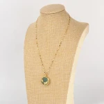 Vintage 18K Gold Titanium Stainless Steel Gold Edge Ornaments Jade Lucky Koi Fish Pendant Necklace For Women