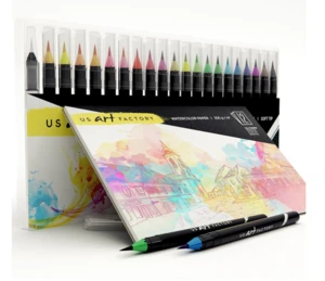 Watercolor Brush Tip Pen Set Watercolor Art Markers 24 Colors Set + 1 Water Brush Pen with drawing book