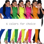 Wefans new style Apparel short sleeve drawstring trouser solid Fashion 2020 Woman Two Piece Pants Suit Set womens 2 piece outfit