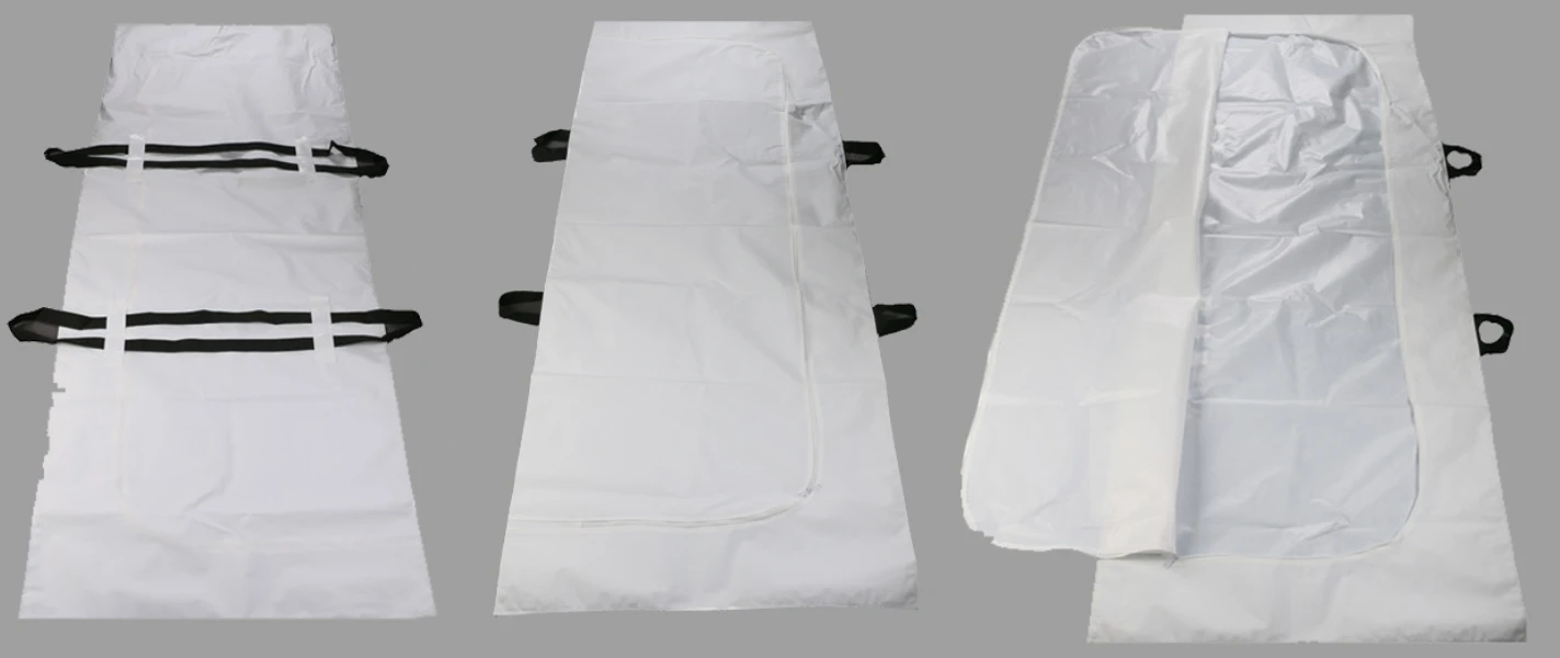 White Chlorine Free PEVA Body Bags with Build In Handles  dead body bag funeral