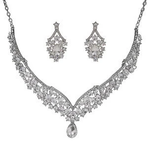 Wholesale Big Rhinestone Bridal Jewelry Crystal Necklace Fashion Jewelry set