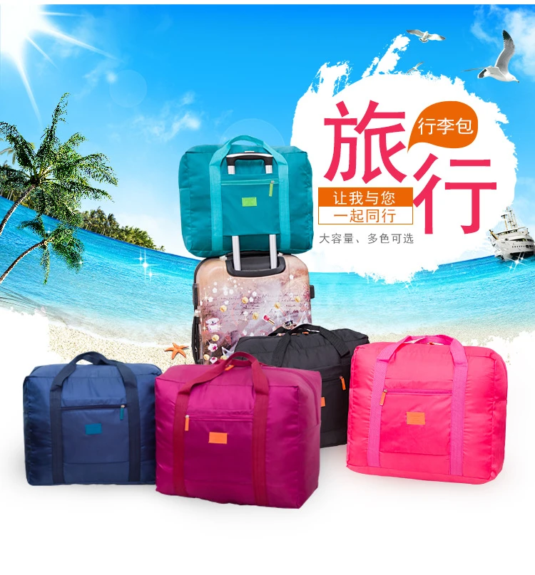Wholesale Collapsible Travel  Storage Bag Custom Logo Waterproof Trolley Suitcase Luggage Bag Promotion Foldable Travel Bag