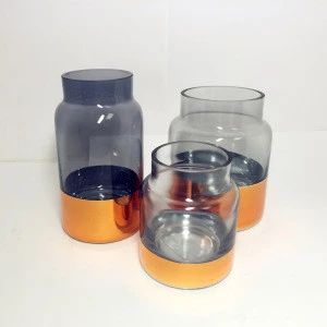 Wholesale colored slectroplated mini glass bottle glass storage jar with lid