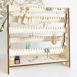 Wholesale custom earring display stand portable foldable wooden earring stand popular wooden pegboard
