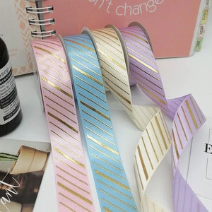 Wholesale Custom Gold Foil Strip Printed Gift Wrap Ribbon 25MM
