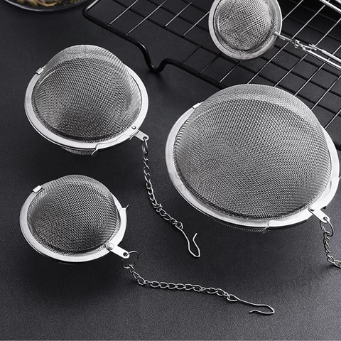 Wholesale food grade 304 stainless steel round shape tea pot Stainless Steel Mesh Ball Tea Infuser