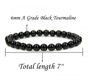 Wholesale Natural Black Tourmaline Handmade Gem Semi-Precious Gemstone 6mm Round Beads Stretch Bracelet 7" Unisex