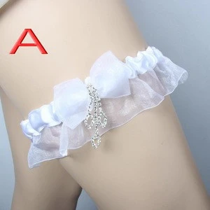 Wholesale Wedding Lace Garter,Bridal leg Garter Belt With Rhinestones Handmade WG1022