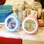 Wireless desk alarm clock with mirror wireless bt speakers support TF card and hands-free call