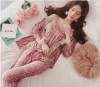 Womens luxury solid color Sleepwear 3 Pieces Velvet Lace Trim Pajama Sets PA0031