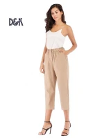 Women's Business Casual Slim Fit Elastic High Waist Calf-Length Peg Leg Pants Trousers