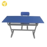 Wood Metal School Desk Chair Set Double Seat Adjustable Height Student Desk With Chair