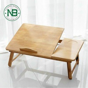 Wooden portable laptop table bamboo computer desk on bed