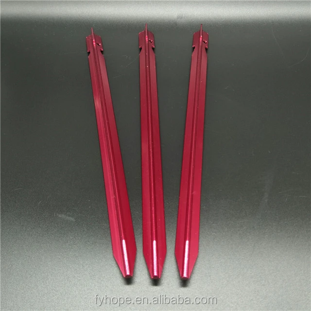 XF-3538  23*1.2cm Pin Environmental Ground Flat Stake Awning camping color customized aluminum alloy anodize titanium tent peg