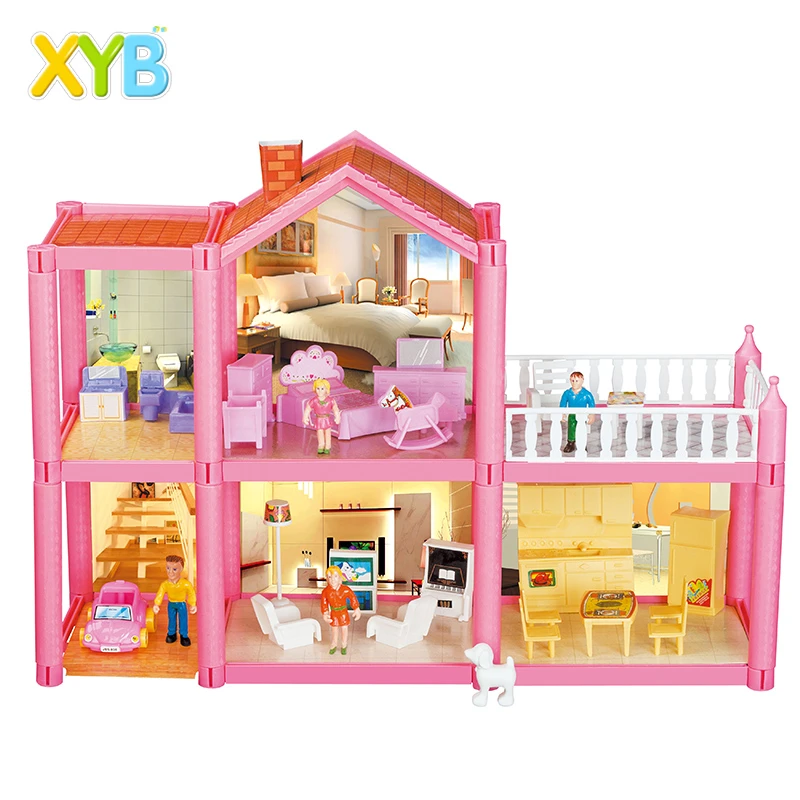 XYB Hot selling 2020 Doll House Furniture Miniature | Beautiful Villa Toys Houses Series For Kids Big Doll House