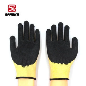 Yellow crinkle latex palm coating aramid machinist anti cut protection gloves